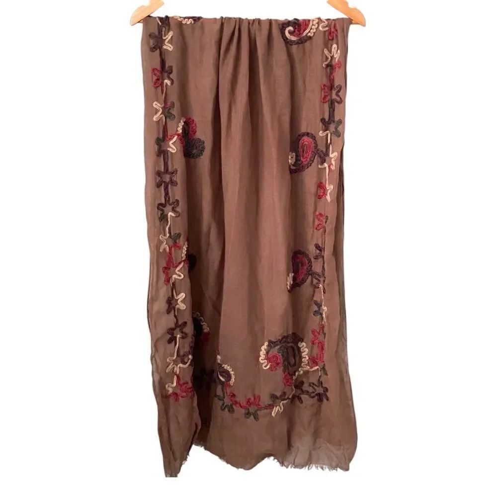 Boho Embroidered Colorful Scarf in One Size - Picture 5 of 7